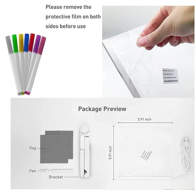 Reusable LED Light Glass Writing pad